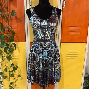 Mechanical Print Sleeveless Dress